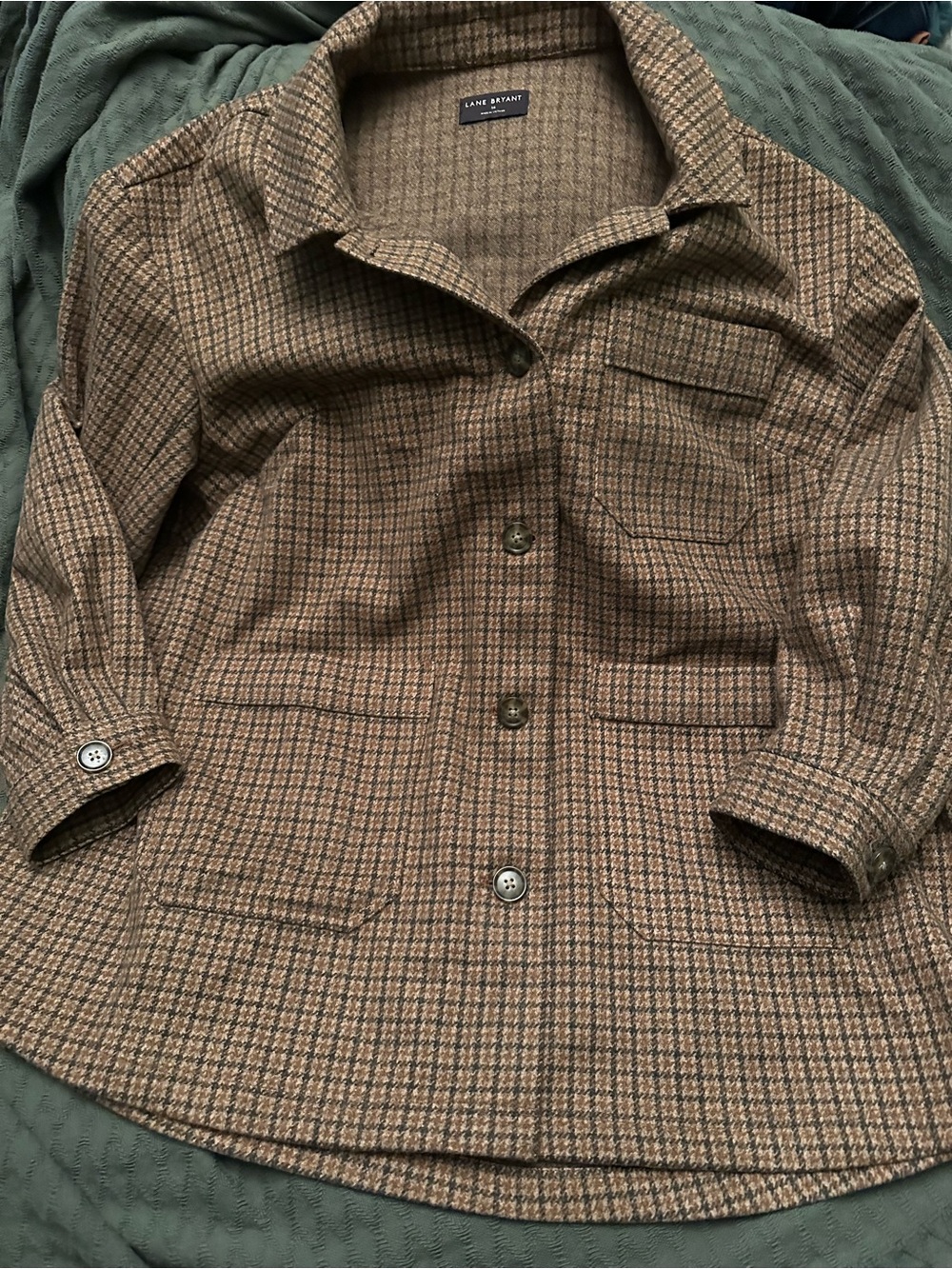 Lane Bryant Brown Plaid Button-Front Coat